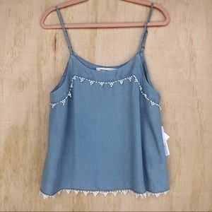 statement chambray sleeveless top